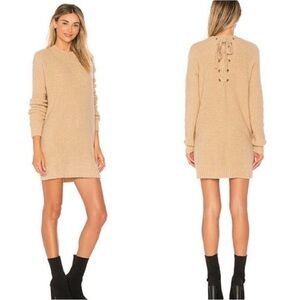 Lovers + Friends Suki Tie Back Sweater Dress in Tan Size Small